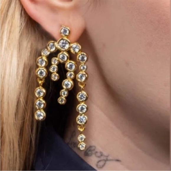 Asterales Gold C Z Chandelier Earrings Arched Post Alexis Bittar JA08